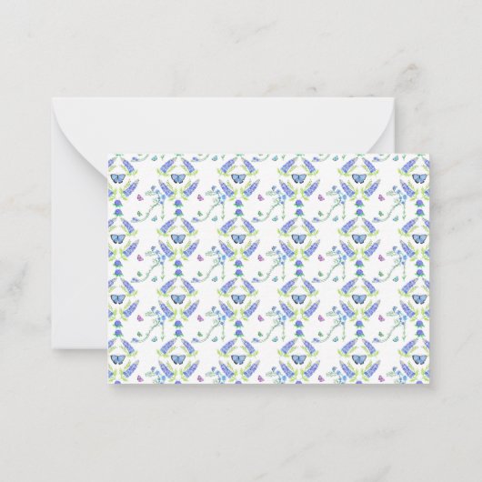 水色フローラハイヒールと蝶 ノートカード (裏面)