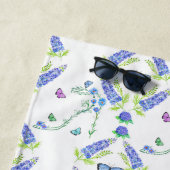 水色フローラハイヒールと蝶 ビーチタオル (インサイチュ)