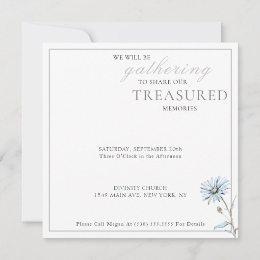 水色フローラハミングバードお祝いの生活 招待状 (裏面)