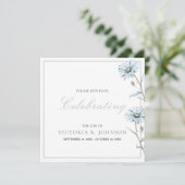 水色フローラハミングバードお祝いの生活 招待状 (スタンド正面)
