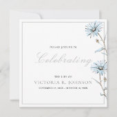 水色フローラハミングバードお祝いの生活 招待状 (正面)