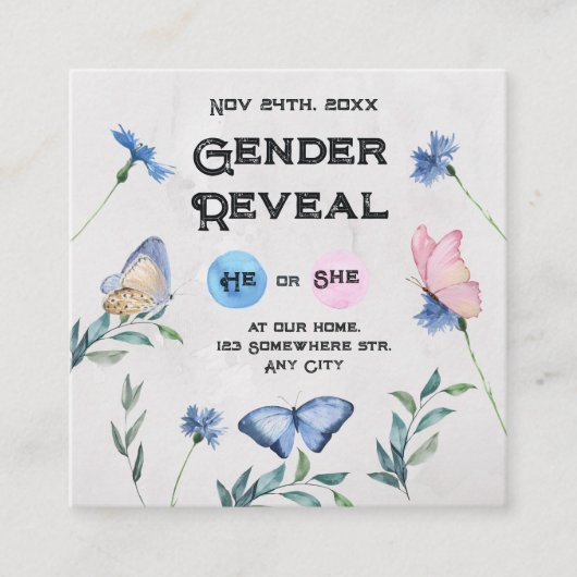 水色フローラバタフライエンクロージャカード エンクロージャーカード (正面)