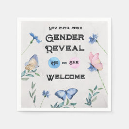 水色フローラバタフライエンクロージャカード スタンダードカクテルナプキン