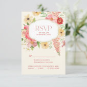 水色フローラバター結婚イエローのqrコード 出欠カード (スタンド正面)