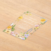 水色フローラバター黄色植物結婚の アクリル招待状 (レイダウン)