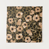 水色フローラヒョウ：エンドレスパターン タペストリー (正面(横))