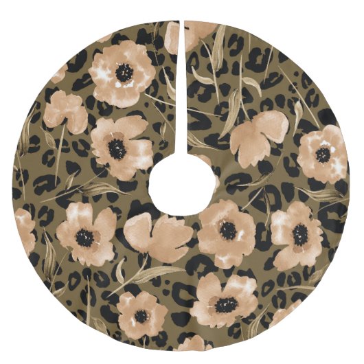 水色フローラヒョウ：エンドレスパターン ブラッシュドポリエステルツリースカート (正面)