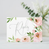 水色フローラピンクの返信カード 出欠カード (スタンド正面)