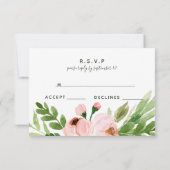 水色フローラピンクの返信カード 出欠カード (裏面)