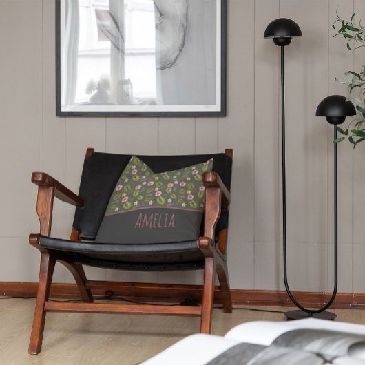 水色フローラピンク灰色のパターン名 クッション