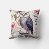 水色フローラフクロウのシームレスパターン クッション (裏面)