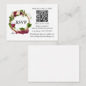 水色フローラブドウつる植物リースRSVP QR エンクロージャーカード (正面/裏面)