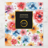 水色フローラブラック金ゴールド追加ロゴプロフェッショナル ワインラベル (シングルラベル)