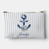 水色フローラブルーストライプ航海のネームchic アクセサリーポーチ (裏面)