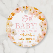 水色フローラベビーシャワーOhベビーメッセージカード