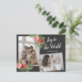 水色フローラホリデーグリーティングファミリー写真P ポストカード (スタンド正面)