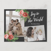 水色フローラホリデーグリーティングファミリー写真P ポストカード (正面)