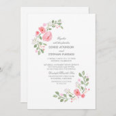 水色フローラボタニッ結婚クス 招待状 (正面/裏面)