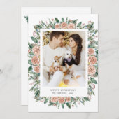 水色フローラメリークリスマスフォトカード シーズンカード (正面/裏面)