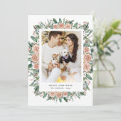 水色フローラメリークリスマスフォトカード シーズンカード (スタンド正面)