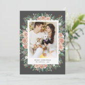 水色フローラメリークリスマスフォトカード シーズンカード (スタンド正面)