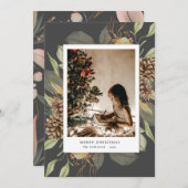 水色フローラメリークリスマスフォトカード シーズンカード (正面/裏面)