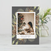 水色フローラメリークリスマスフォトカード シーズンカード (スタンド正面)