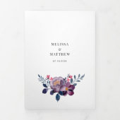 水色フローラモダンQRコー結婚ド 三つ折り招待状 (カバー)