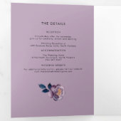 水色フローラモダンQRコー結婚ド 三つ折り招待状 (内部最初)