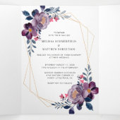 水色フローラモダンQRコー結婚ド 三つ折り招待状 (内部中)