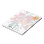 水色フローラモノグラムの銅円クラシック ノートパッド (回転)