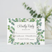 水色フローラユーカリ結婚グリーナリー 出欠カード (スタンド正面)