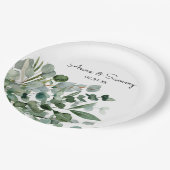 水色フローラユーカリ結婚プス ペーパープレート (アングル)