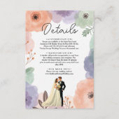 水色フローラロマンチックなカップルエレガントな結婚式 エンクロージャーカード (正面)