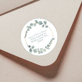 水色フローラ封筒アドレスシール ラウンドシール