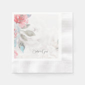 水色フローラ山花バラ結婚牡丹のn 縁ありカクテルナプキン (正面)