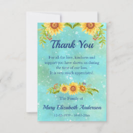 水色フローラ忌引き青 サンキューカード
