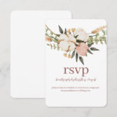 水色フローラ応答RSVP結婚のサイトカード 出欠カード (正面/裏面)