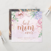 水色フローラ最高のママーエバーフォトカード カード (正面/裏面インサイチュ)