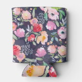 水色フローラ植物学：ラスターイラストレーション 缶クーラー (裏面)