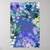 水色フローラ植物性の葉 ポスター (正面)