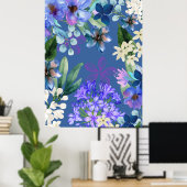 水色フローラ植物性の葉 ポスター (ホームオフィス)