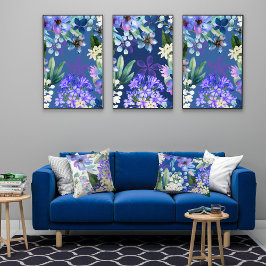 水色フローラ植物性の葉 ポスター