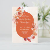 水色フローラ植物性オレンジブラウン結婚ズ 招待状 (スタンド正面)