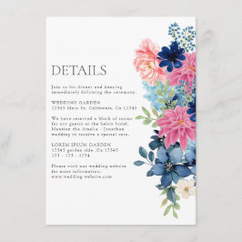 水色フローラ植物性春の結婚式詳細 エンクロージャーカード
