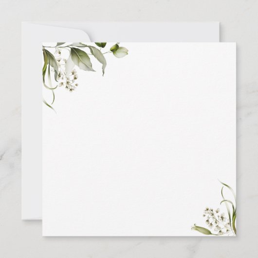 水色フローラ植物文字ベビーシャワー 招待状 (裏面)