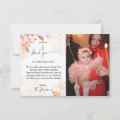 水色フローラ洗礼サンキューカード 招待状 (正面)