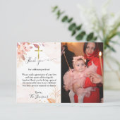 水色フローラ洗礼サンキューカード 招待状 (スタンド正面)