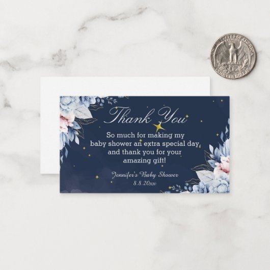 水色フローラ海軍感謝していお前の赤ちゃん ノートカード (正面/裏面インサイチュ)