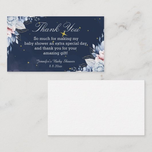 水色フローラ海軍感謝していお前の赤ちゃん ノートカード (正面/裏面)